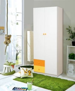 Шкаф Матрица 2-х дверный с ящиками Радуга Белый/Оранжевый/Лайм