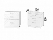 Напольный шкаф 3 ящика с системой плавного закрывания Витра Бьянка 102.92