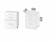 Напольный шкаф 3 ящика с метабоксами Витра Бьянка 102.66