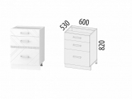 Напольный шкаф 3 ящика с системой плавного закрывания Витра Бьянка 102.91