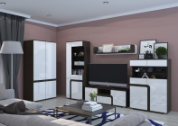 Гостиная Горизонт Марсель со шкафом Венге Белый глянец