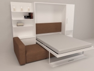 Шкаф-диван-кровать Новый век Смарт 1 правый с полкой и пуфом 1400 Венге