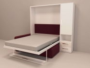 Шкаф-диван-кровать Новый век Смарт 1 правый с пуфом 1400 Белая шагрень