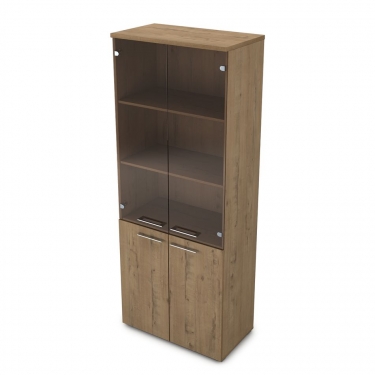 Шкаф высокий со стеклом ALSAV GLOSS LINE 9НШ.005.12 Teakwood
