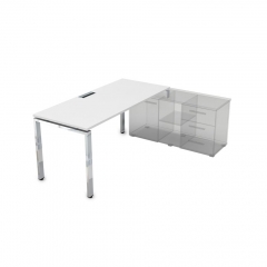 Стол рабочий, прямолинейный три опоры, правый ALSAV GLOSS LINE НСТП-П.984 Белый Премиум