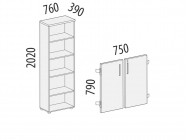 Стеллаж закрытый Витра Альфа 62 532 Орех Пегас