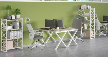 Стол рабочий Рива LOFT VR.L-SRX-4.7 Металл белый Денвер светлый
