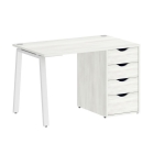 Стол письменный Рива HOME OFFICE VR.SP-3-118.4.A Снежная Платина/Белый металл