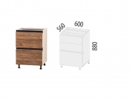 Напольный шкаф 3 ящика с доводчиком Titusoft Витра Дакота 61