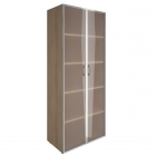 Шкаф книжный со стеклом в раме Lacobel без топа Рива YALTA LT-ST 1.10R black Снежная Патина