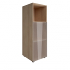 Шкаф книжный средний со стеклом без топа Рива YALTA LT-SU 2.2Пр Снежная Патина