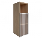 Шкаф книжный средний со стеклом в раме Lacobel без топа Рива YALTA LT-SU 2.2L white Снежная Патина