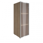 Шкаф книжный средний со стеклом в раме Рива без топа YALTA LT-SU 2.4R Снежная Патина