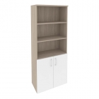 Шкаф высокий широкий 2 низких фасада ЛДСП Рива ONIX O.ST-1.1 Денвер Светлый/Белый