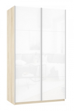 Шкаф-купе двухдверный Е1 Прайм 1600 Белое стекло/Белое стекло Дуб сонома
