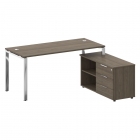 Стол рабочий руководителя с опорной тумбой Рива METAL SYSTEM DIRECT БГ.СРТ-4.7 Пр Вяз Благородный