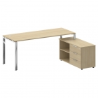 Стол рабочий руководителя с опорной тумбой левый Рива METAL SYSTEM DIRECT БГ.СРТ-5.7 Пр Акация Лорка