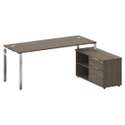 Стол рабочий руководителя с опорной тумбой левый Рива METAL SYSTEM DIRECT БГ.СРТ-5.7 Пр Вяз Благородный