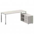 Стол рабочий руководителя с опорной тумбой левый Рива METAL SYSTEM DIRECT БГ.СРТ-5.7 Пр Дуб Наварра