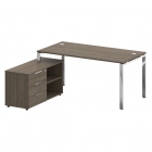 Стол рабочий руководителя с опорной тумбой левый Рива METAL SYSTEM DIRECT БГ.СРТ-4.8 Л Вяз Благородный