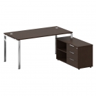 Стол рабочий руководителя с опорной тумбой левый Рива METAL SYSTEM DIRECT БГ.СРТ-4.8 Пр Венге Цаво