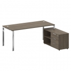 Стол рабочий руководителя с опорной тумбой левый Рива METAL SYSTEM DIRECT БГ.СРТ-5.8 Пр Вяз Благородный