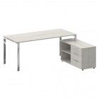 Стол рабочий руководителя с опорной тумбой левый Рива METAL SYSTEM DIRECT БГ.СРТ-5.8 Пр Дуб Наварра