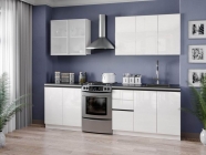 Кухня 2600 Любимый дом Шервуд 7 Белый Белый глянец Черный