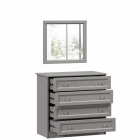 Комод с 4 ящиками Любимый дом с зеркалом Джулия Оникс серый