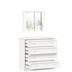 Комод с 4 ящиками Любимый дом с зеркалом Джулия Белый