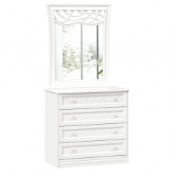 Комод с 4 ящиками Любимый дом с зеркалом ППУ Джулия Белый