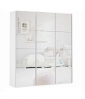 Шкаф-купе трехдверный Е1 Прайм 2100 Зеркало/Зеркало/Зеркало Белый снег