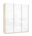 Шкаф-купе трехдверный Е1 Прайм 1800 Белое стекло/Белое стекло/Белое стекло Дуб сонома