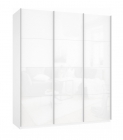 Шкаф-купе трехдверный Е1 Прайм 1800 Белое стекло/Белое стекло/Белое стекло Белый снег