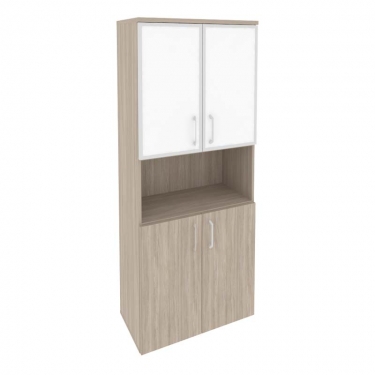 Шкаф высокий широкий Рива ONIX O.ST-1.4R white Тиквуд Светлый