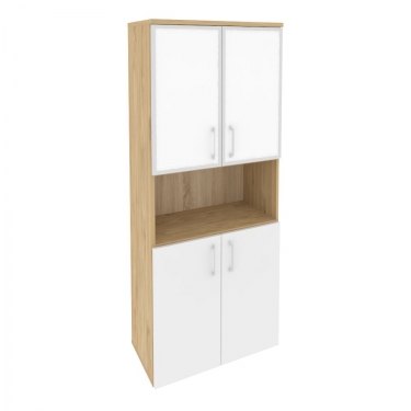 Шкаф высокий широкий Рива ONIX O.ST-1.4R white Тиквуд Светлый/Белый