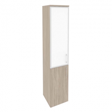 Шкаф высокий узкий левый Рива ONIX O.SU-1.2RL white Тиквуд Светлый