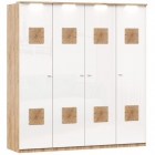 Шкаф четырехстворчатый с декоративными накладками Любимый дом Фиджи 007 Дуб Золотой Белый