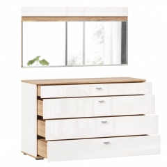 Комод 1200 с 4 ящиками и зеркалом Любимый дом Фиджи 011 Дуб Золотой Белый