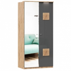 Шкаф двухстворчатый с зеркалом и декоративными накладками Любимый дом Фиджи ЛД 659.235.000 Дуб Золотой Антрацит