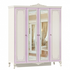 Шкаф четырехстворчатый с 2 зеркалами Любимый дом Маркиза ЛД 517.114.000 Алебастр