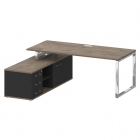 Стол руководителя с опорной греденцией , левый Рива SHIFT SK.SRG-200 L Тиквуд Темный/Антрацит