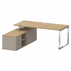 Стол руководителя с опорной греденцией , левый Рива SHIFT SK.SRG-200 L Тиквуд Светлый/Капучино