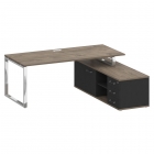 Стол руководителя с опорной греденцией, правый Рива SHIFT SK.SRG-200 R Тиквуд Темный/Антрацит