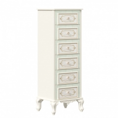 Комод высокий с 6 ящиками Любимый дом Луиза ЛД 665.085.000 Алебастр
