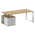 Стол руководителя с опорной тумбой , левый Рива SHIFT SK.SRT-200 L Тиквуд Светлый/Белый Бриллиант