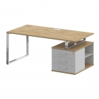 Стол руководителя с опорной тумбой , правый Рива SHIFT SK.SRT-180 R Тиквуд Светлый/Белый Бриллиант