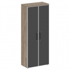 Шкаф высокий широкий со стеклянными дверцами Рива SHIFT SK.ST-1.10R black Тиквуд Темный/Антрацит