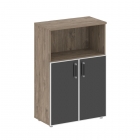 Шкаф средний широкий стеклянные дверцы Рива SHIFT SK.ST-2.4R black Тиквуд Темный/Антрацит