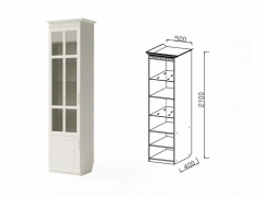 Шкаф-пенал для посуды НГ-1 Гармония-6 МАГ-РИВЕР Дуб Эльза/Альберо Браш Грей/Стекло